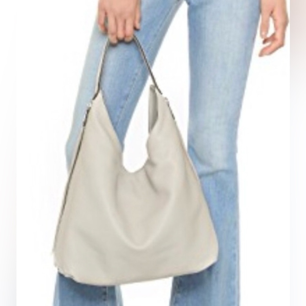 Rebecca Minkoff Large Gray Leather Bryn Double Zip Hobo Ladies Bag Purse